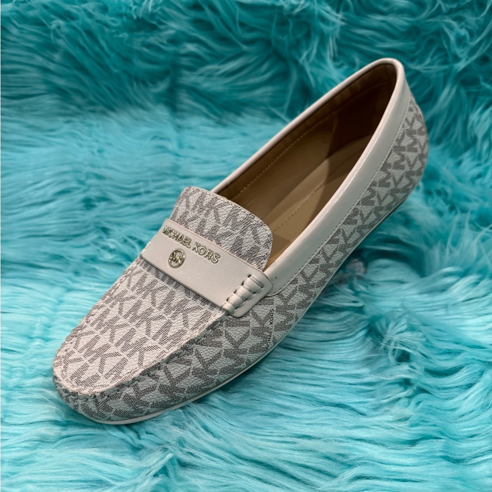 Michael Kors Everett Loafer Women's Leather Shoes /White/ Gold(MV24E) New